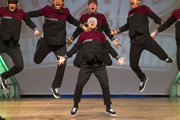 "Identity of New Zealand" competes in the adult division during the World Hip Hop Championships at the Orleans Arena Sunday, Aug. 11, 2013. Teams from 43 countries competed in the event.