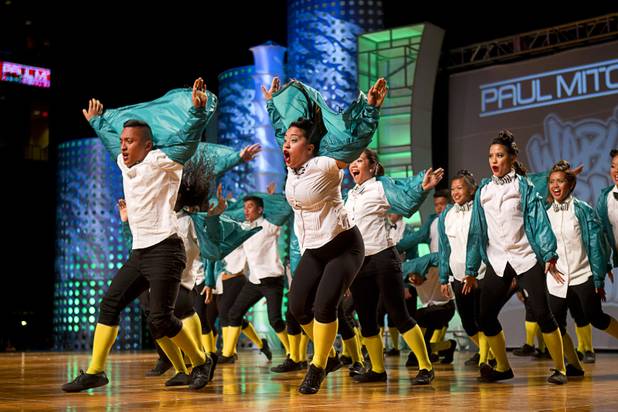 "Praise Team" of Canada competes in the MegaCrew division during the World Hip Hop Championships at the Orleans Arena Sunday, Aug. 11, 2013. The team took second place in their division. Teams from 43 countries competed in the event.
