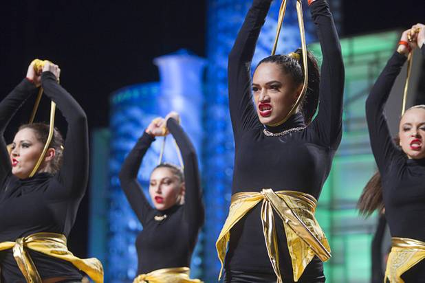 "The Royal Family" of New Zealand competes in the MegaCrew division during the World Hip Hop Championships at the Orleans Arena Sunday, Aug. 11, 2013. Teams from 43 countries competed in the event.