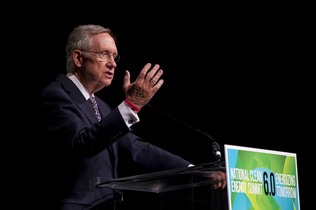 Senate Majority Leader Harry Reid (D-NV) gives opening remarks during the National Clean Energy Summit 6.0 at the Mandalay Bay Tuesday, Aug. 13, 2013.
