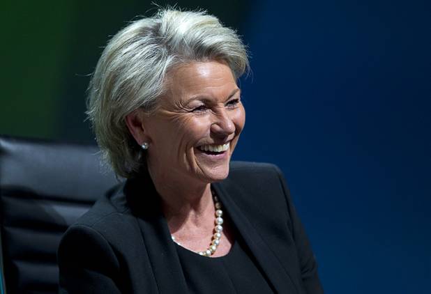 Patricia Mulroy, general manager of the Southern Nevada Water Authority (SNWA), laughs during the National Clean Energy Summit 6.0 at the Mandalay Bay Tuesday, Aug. 13, 2013.