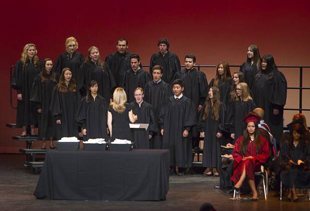 The Palo Verde High School Choir performs the Clark County School District's second annual summer high school graduation ceremony for summer school graduates and at-risk students at the Las Vegas Academy in downtown Las Vegas Wednesday, Aug. 14, 2013.