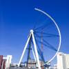 The High Roller observation wheel is seen halfway completed Wednesday, Aug. 14, 2013. The wheel is part of Caesars Entertainment's $550 million Linq retail-entertainment-restaurant development.