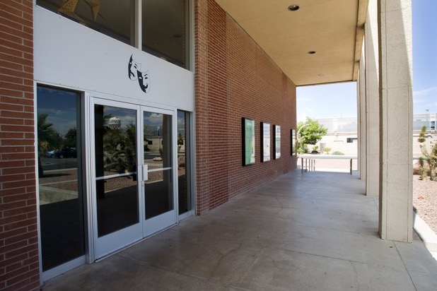 A movie theater is shown on Nellis Air Force Base Thursday, Aug. 15, 2013. The theater no longer shows movies but is still be used for other events.