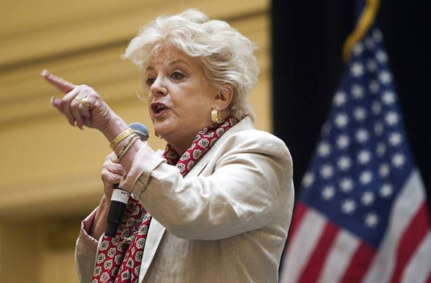 Las Vegas Mayor Carolyn Goodman speaks to new teachers during a Clark County School District orientation session at the Venetian Thursday, Aug. 15, 2013. Over 1,700 teachers took part in the orientation.