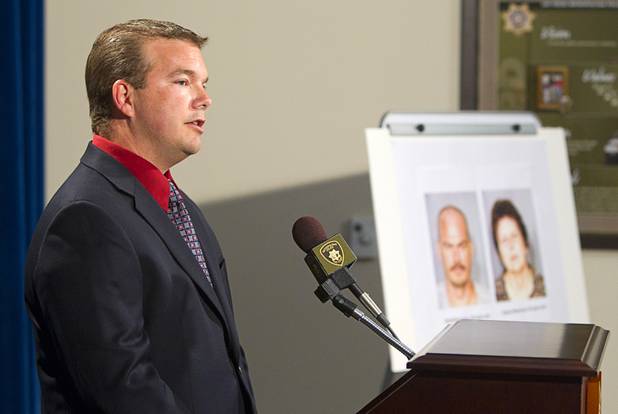 Metro Lt. James Seebock of the Counter Terrorism Section speaks during a news conference at Metro Police headquarters Thursday, Aug. 22, 2013. Seebock answered questions regarding the arrests of David Brutsche and Devon Newman who are accused of conspiring to kidnap and murder a local police officer.