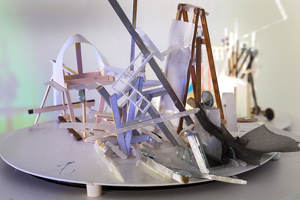 A sculpture is shown on the New Citadel at the P3 Gallery in the Cosmopolitan Sunday, Aug. 25, 2013.