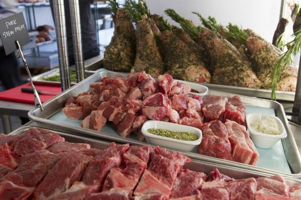Meats are displayed in a cooler at the new Echo & Rig Butcher and Steakhouse, 440 S. Rampart Blvd., at Tivoli Village on Tuesday, Aug. 27, 2013.