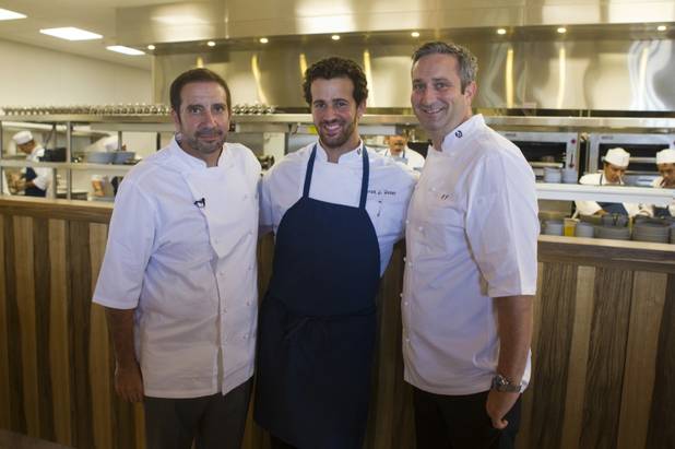 Chefs Sam Marvin, Frank Fronda and Aaron Oster attend a preview of the new Echo & Rig Butcher and Steakhouse, 440 S. Rampart Blvd., at Tivoli Village on Tuesday, Aug. 27, 2013.