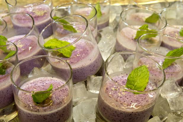 Vegan Berry protein shakes are displayed at the new Echo & Rig Butcher and Steakhouse, 440 S. Rampart Blvd., at Tivoli Village on Tuesday, Aug. 27, 2013.