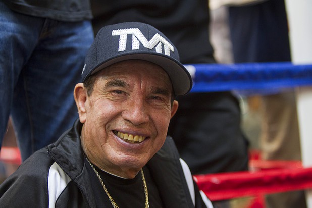 Legendary cut man Rafael Garcia waits for boxer Floyd Mayweather Jr. at the Mayweather Boxing Club Wednesday, August 28, 2013. Mayweather will face Canelo Alvarez of Mexico in a WBC/WBA 154-pound title fight at the MGM Grand Garden Arena on September 14.