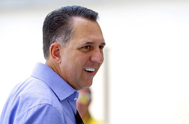 Fred Mossler, the first employee of Zappos, looks over the new Zappos headquarters in the old city hall building downtown Monday, Sept. 9, 2013. The downtown headquarters officially opened Monday.