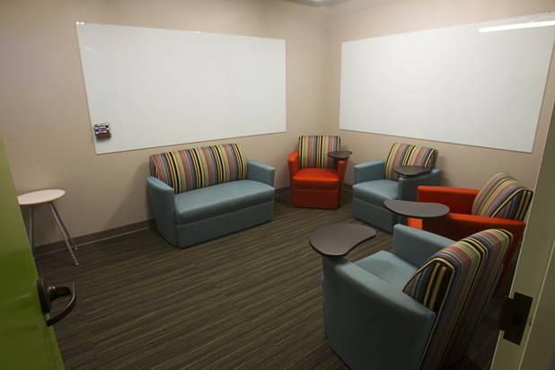 A casual conference room is shown during a tour of the Zappos headquarters in the old city hall building downtown Monday, Sept. 9, 2013. The conference is adjacent to a more traditional-styled conference room. The downtown headquarters officially opened Monday.