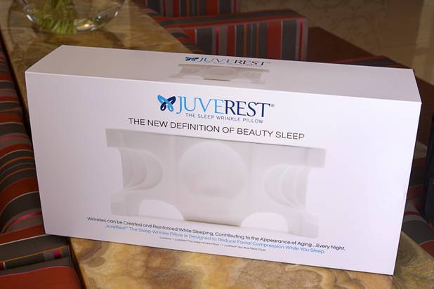Packaging is shown for the JuveRest sleep wrinkle pillow at the offices of Anson & Higgins Plastic Surgery Associates on Tuesday, Sept. 10, 2013. The pillow is designed to help minimize wrinkles caused by facial compression from pillow contact during sleep.