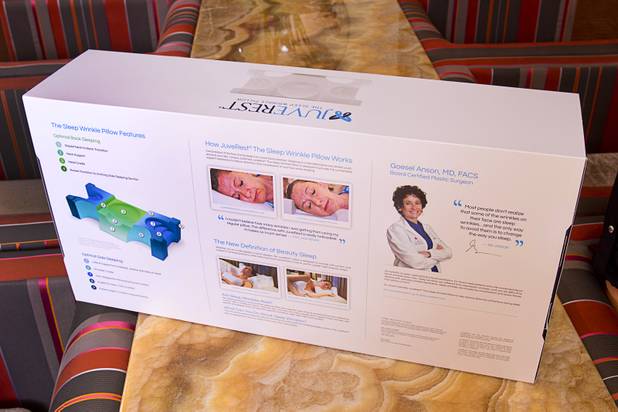 Packaging is shown for the JuveRest sleep wrinkle pillow at the offices of Anson & Higgins Plastic Surgery Associates on Tuesday, Sept. 10, 2013. The pillow is designed to help minimize wrinkles caused by facial compression from pillow contact during sleep.