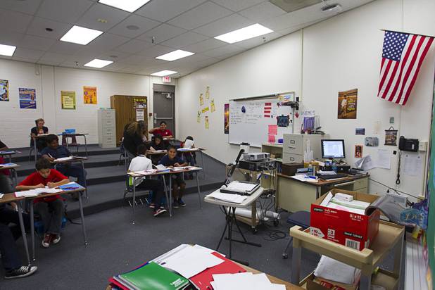 A classroom is shown Cashman Middle School Tuesday, Sept. 17, 2013. The classrooms were originally designed with moveable walls to facilitate team teaching. When the walls were later replaced with solid walls, it resulted in air flow problems. The age of the school has lead to numerous problems with air flow, plumbing, and the electrical system, said Misti Taton, school principal.