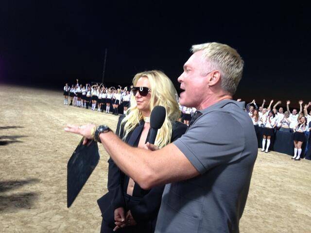 Britney Spears with Sam Champion of "Good Morning America" near Jean, south of Las Vegas, on Tuesday, Sept. 17, 2013.