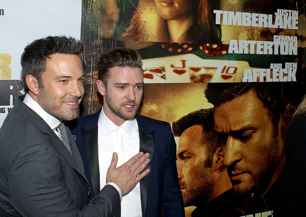 Actor/director Ben Affleck and singer/actor Justin Timberlake arrive for the world premiere of the Twentieth Century Fox and New Regency film "Runner Runner" at Planet Hollywood on Wednesday, Sept. 18, 2013.