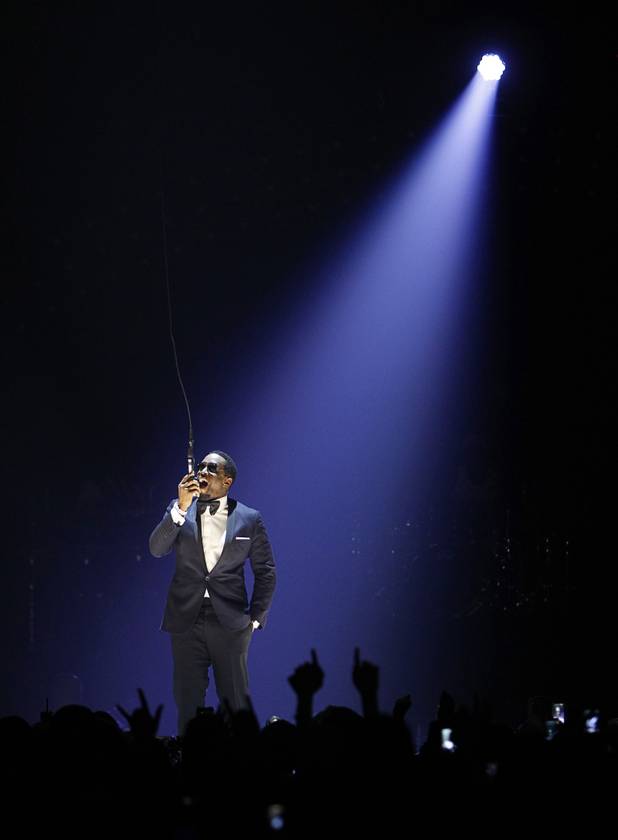 Sean "P. Diddy" Combs introduces Robin Thicke during the iHeartRadio Music Festival at the MGM Grand Garden Arena Friday, Sept. 20, 2013.