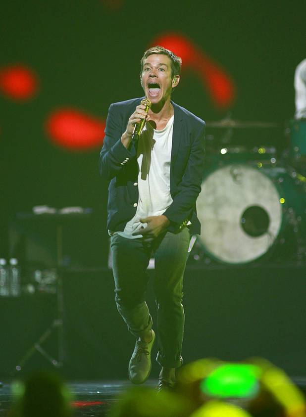 Nate Ruess of the band Fun. performs during the iHeartRadio Music Festival at the MGM Grand Garden Arena Friday, Sept. 20, 2013.