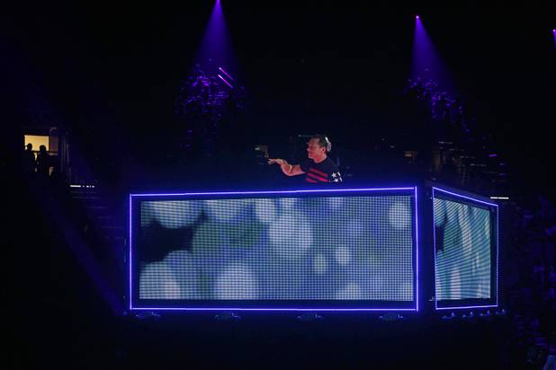Tiesto performs during the iHeartRadio Music Festival at the MGM Grand Garden Arena Friday, Sept. 20, 2013.