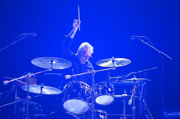 Queen drummer Roger Meddows Taylor performs during the iHeartRadio Music Festival at the MGM Grand Garden Arena Friday, Sept. 20, 2013.