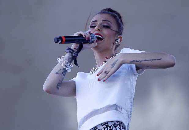 Singer Cher Lloyd of England performs in the Village during the iHeartRadio Music Festival Saturday, Sept. 21, 2013.