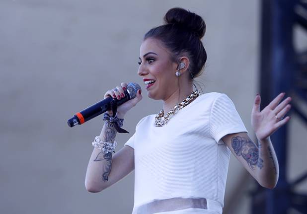 Singer Cher Lloyd of England performs in the Village during the iHeartRadio Music Festival Saturday, Sept. 21, 2013.