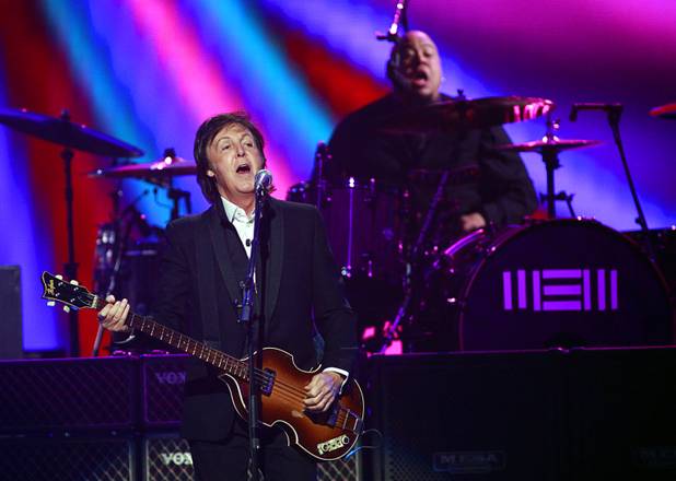 Paul McCartney performs during at the iHeartRadio Music Festival in the MGM Grand Garden Arena Saturday, Sept. 21, 2013.