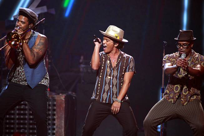 Bruno Mars performs during the 2013 iHeartRadio Music Festival at MGM Grand Garden Arena on Saturday, Sept. 21, 2013.