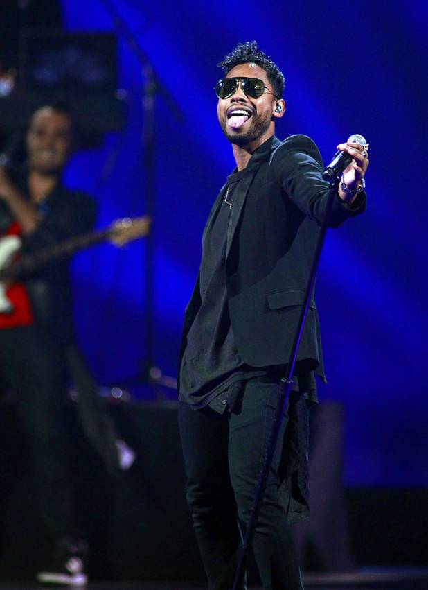Miguel performs during the iHeartRadio Music Festival in the MGM Grand Garden Arena Saturday, Sept. 21, 2013.