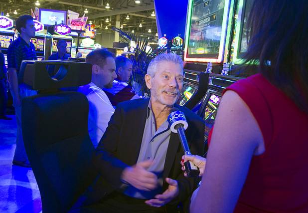 Actor Stephen Lang gives an interview by "Avatar"-themed video slot machines by International Game Technology (IGT) during the G2E convention at the Sands Expo Center Tuesday, Sept. 24, 2013. Lang played Colonel Miles Quaritch in the 2009 film and did narration for some of the slot machine's bonus features.