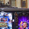 "Back to the Future" video slot machines by IGT are crowned by a circular run of train tracks with a model locomotive pushing a DeLorean time machine during the G2E convention at the Sands Expo Center Wednesday, Sept. 25, 2013. 