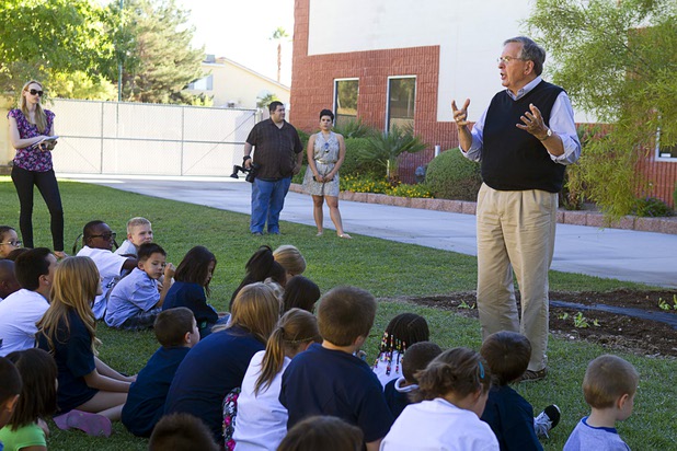 Dr. Roy Glover, medical director of Bodies: The Exhibition," speaks on health and nutrition at the Boys and Girls Club, 2980 Robindale Rd., in Henderson Monday, Sept. 30, 2013. Bodies, currently at the Luxor, and the Boys and Girls Club teamed up to install a childrens vegetable garden at the club as part of Septembers National Childhood Obesity Awareness Month.