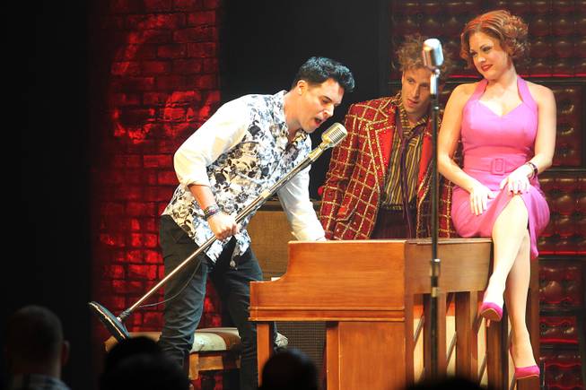 Frankie Moreno joins Martin Kaye and Felice Garcia during the Million Dollar Quartet show at Harrah's Tuesday, Oct. 1, 2013.