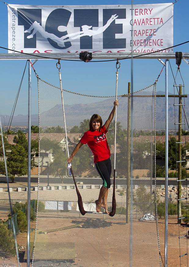 Terry Cavaretta-St.Jules, 60, owner of Terry Cavaretta Trapeze Experience poses at the Las Vegas Sports Park, 1400 N. Rampart Blvd., Wednesday, Oct. 2, 2013. The Trapeze Experience will celebrate their grand opening at the Sports Park Friday, Oct. 4. There will be a free show, open to the public, from 4 p.m. to 6 p.m.