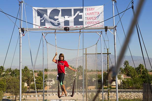 Terry Cavaretta-St.Jules, 60, owner of Terry Cavaretta Trapeze Experience poses at the Las Vegas Sports Park, 1400 N. Rampart Blvd., Wednesday, Oct. 2, 2013. The Trapeze Experience will celebrate their grand opening at the Sports Park Friday, Oct. 4. There will be a free show, open to the public, from 4 p.m. to 6 p.m.