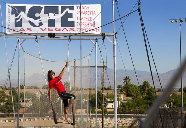 Terry Cavaretta-St.Jules, 60, owner of Terry Cavaretta Trapeze Experience poses at the Las Vegas Sports Park, 1400 N. Rampart Blvd., Wednesday, Oct. 2, 2013. The Trapeze Experience will celebrate their grand opening at the Sports Park Friday, Oct. 4. There will be a free show, open to the public, from 4 p.m. to 6 p.m.