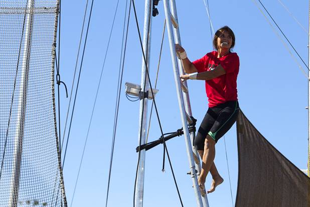 Terry Cavaretta-St.Jules, 60, owner of Terry Cavaretta Trapeze Experience practices at the Las Vegas Sports Park, 1400 N. Rampart Blvd., Wednesday, Oct. 2, 2013. The Trapeze Experience will celebrate their grand opening at the Sports Park Friday, Oct. 4. There will be a free show, open to the public, from 4 p.m. to 6 p.m.