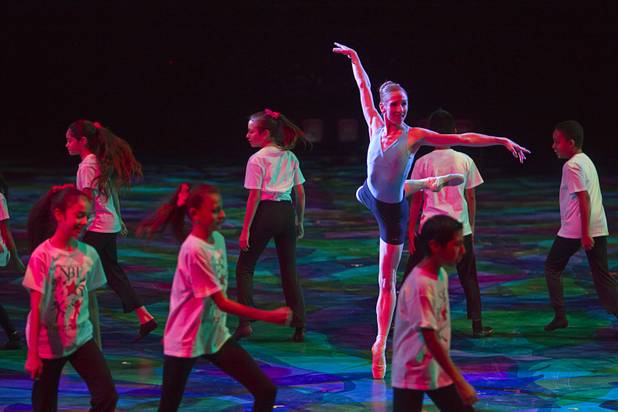 Mary LaCroix performs with Future Dance Scholars in "Shine Bright," choreography by Terane Comito, during "A Choreographers' Showcase," a presentation by the Nevada Ballet Theatre and Cirque du Soleil in the Mystere Theatre at the Treasure Island Sunday, Oct. 6, 2013. Another performance is scheduled for October 13.