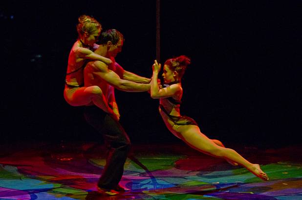 Hannah Schillar, left, Alexandru Cibotari and Nicole Federov perform in "The Loop," choreography by Dany Rabello, during "A Choreographers' Showcase," a presentation by the Nevada Ballet Theatre and Cirque du Soleil in the Mystere Theatre at the Treasure Island Sunday, Oct. 6, 2013. Another performance is scheduled for October 13.