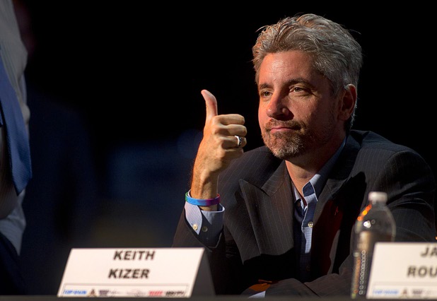 Keith Kizer, executive director of the Nevada State Athletic Commission, gives a thumbs up during a news conference at the Wynn Las Vegas Resort Wednesday, Oct. 9, 2013. Mexican boxer Juan Manuel Marquez will challenge undefeated WBO welterweight champion Timothy Bradley Jr.  for the title at the Thomas & Mack Center Saturday.