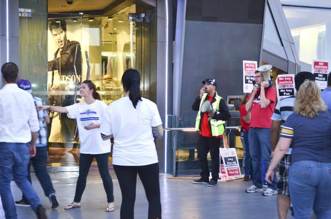 The Alliance to Protect Nevada Jobs provided this image of the Culinary protest on Oct. 5, 2013 outside of the Cosmopolitan in which members of the union called tourists “losers” and “jerks” for going into the Cosmopolitan.
