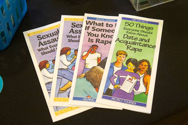 Pamphlets are shown at a Rape Crisis Center booth during a senior safety fair at the East Las Vegas Community Center, 250 North Eastern Ave., Tuesday, Oct. 15, 2013.