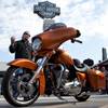 Bill Davidson, great-grandson of Harley-Davidson co-founder William A. Davidson, kicks-off Harley-Davidson's 110th Anniversary celebration by taking delivery of a new 2014 Harley-Davidson Street Glide Special directly from employees at the company's final assembly plant in York, Pa.