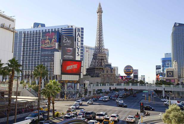 A view of Bally's, left, on the Las Vegas Strip Monday, Oct. 21, 2013. An early morning shooting left one person dead and two wounded in Drai's, a nightclub inside Bally's, Monday. A suspect is in custody, police said.