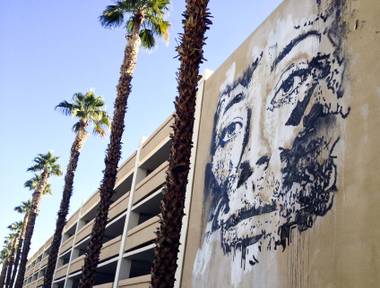 A mural for the ‘Life is Beautiful’ festival in mid progress in downtown Las Vegas as seen on Monday, Oct. 21, 2013.