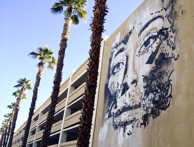 A mural for the 'Life is Beautiful' festival in mid progress in downtown Las Vegas as seen on Monday, Oct. 21, 2013.