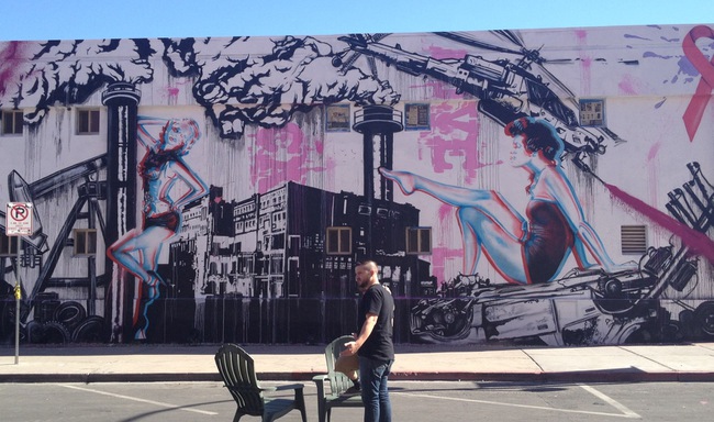 A 3-D mural by Aware is on the west wall of City Center Motel on Saturday, Oct. 26, 2013. 3-D glasses were available for people to use to view the mural. 