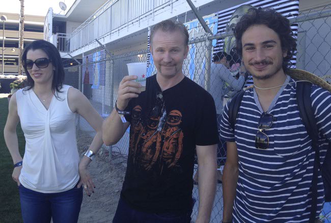 Artist Zio Ziegler, right, stands with documentary filmmaker Morgan Spurlock outside the art installation Art Odyssey at the Life is Beautiful festival on Saturday, Oct. 26, 2013. 